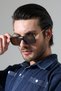 Men's Matte Brown Gold Frame Detail Brown Glass Sunglasses - 5