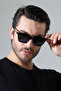 Men's Black Frame Black Glass Sunglasses with Gold Edge Detail - 4