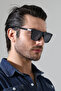 Men's Black Frame Black Glass Handle Detail Sunglasses - 6