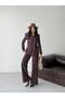 Gold Button Detailed Asymmetrical Collar Blazer Trousers Suit