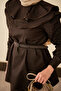 Women's Collar and Cuffed Sleeves Belted Jeans Suit Brown - 8
