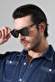 Men's Black Frame Black Glass Handle Detail Sunglasses - 2