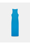 90255 Accessory Detailed Slit Knitwear Dress-Turquoise - 6