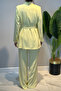Belt Detail Blazer Jacket Trousers Set 15267 Yellow - 5
