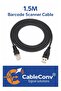كابل ملفوف لقارئ الباركود من USB إلى RJ45 بطول 1.5 متر