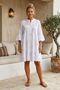 Italian White Judge Collar 3/4 Sleeve Sequin Detailed Sleeve and Hem Ruffle Woven Dress 93 64 - 2