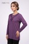 Women's Violet Three-Rose Pattern Collar, Chest Embroidered, Stoned Mother Combed Cotton Blouse - 2