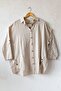 Beige Shirt Collar 3/4 Sleeve Buttoned Casual Linen Look Oversize Woven Shirt 75 72 - 2