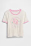 Girl's Ringer Graphic Printed White T-Shirt