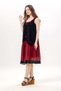 Sleeveless Daisy Round Neck Lace Detailed Summer Voile Short Dress Black/Burgundy Syh/Brd - 4