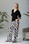 Back Lace Detailed Front Pleated Knitted Viscose Lycra Blouse / Woven Patterned Elastic Waist Non-Lycra Trouser Set