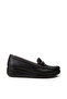 Women's Genuine Leather Black Wedge Heel Loafer