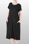 Women's Short Sleeve Pocket Detail Viscose Dress Pajamas 25234-2 Black - 2