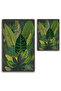 2-Piece Bathroom Mat Set - Anthracite Non-Slip Base with Tropical Exotic Leaf Pattern 40X60 and 60X100 - 2