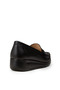 Women's Genuine Leather Black Wedge Heel Loafer - 2