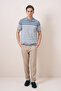 Striped Collar Indigo Lightweight Loose Fit Men's Knitwear T-Shirt - 2