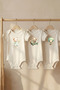 Cotton Set of 3 Little Explorers Printed Short Sleeve Snap Fastener Baby Bodysuit