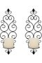 2-Piece Iron Wall Candle Sconce Holder,Foldable Candlestick,Vintage Home Decor,Black