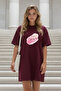 Plus Size Women Short Sleeve Crew Neck T-Shirt Dress Nightgown Comfy Cotton