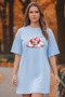 Plus Size Women Short Sleeve Crew Neck T-Shirt Dress Nightgown Comfy Cotton