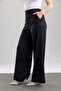 Women's Elastic Waist Oversize Cut Basic Fabric Trousers - 2