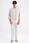 Ds Damat Comfort Fit Ecru Gabardine Chino Trousers - 4