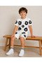 Unisex Embossed Printed Lycra Combed Cotton Shorts Set I 3-9 Years I Printed Detailed Lycra Combed Cotton Summer Set - 3