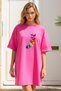 Plus Size Women Short Sleeve Crew Neck T-Shirt Dress Nightgown Comfy Cotton