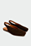Lupita Asymmetrical Cut Genuine Leather Bitter Brown Women's Flat Ballerinas - 2