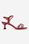 Women's Red Patent Leather Stone Buckle Ankle Strap Stylish Sandals with 5 cm Heel - 3