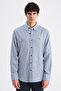 Ds Damat Comfort Navy Blue Striped Shirt