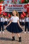 Girl's Navy Blue Tulle Skirt with Floral Detail – for Events and Performances, Ages 5-13 - 2