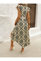 Women's Short Sleeve V Neck Floral Print Short Front Long Back Pegasus Dress - 2