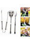 3 PC BBQ Set Tools Stainless Steel | Heavy Duty Grilling Accessories | 3-Piece Outdoor Barbecue Grill Utensil Set with Spatula, Fork, and Tongs