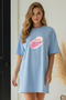 Plus Size Women Short Sleeve Crew Neck T-Shirt Dress Nightgown Comfy Cotton