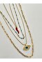 4-piece steel necklace red pepper necklace evil eye necklace paper clip necklace with chain multi-view necklace set - 2