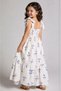 Girl's Summer Linen Lined Dress with Shoulder Tie, Floral Pattern, Comfortable Fit, Holiday Casual Stylish Long Dress - 2
