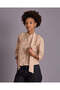 Senior Girls Beige Pussy Bow Pleated Blouse
