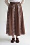 Coffee plaid detailed waist ruched skirt - 2