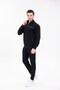 Black Noir Line Hoodless Zipper Top and Jogger Bottom Tracksuit Set - 2