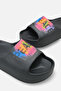 Women's Black Peace Printed Daily Comfortable Light Sole Eva Platform Sole Slippers - 5