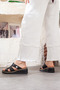 Mammamia Genuine Leather Wedge Heeled Slippers - 4
