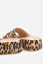 Women's Beige Leopard Printed Daily Comfortable Light Sole Eva Platform Sole Slippers - 6