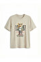 Giyçık Storeden Gray Crew Neck Teddy Printed Men's Shorts Pajama Set - 6