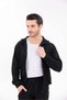 Black Modern Comfort Hooded Zip-Up Top and Jogger Bottom Tracksuit Set - 2