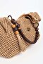 Camel Color Straw Knitted Beach Bag with Wooden Bead Detail 1120 - 2