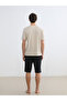 Giyçık Storeden Gray Crew Neck Teddy Printed Men's Shorts Pajama Set - 4