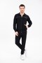 Black Noir Line Hoodless Zipper Top and Jogger Bottom Tracksuit Set - 5