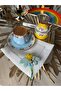 1 Piece of Coffee-Side Presentation Napkin with Daisy Embroidery in Light Blue Tones - 3