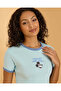 Women Blue Mickey Mouse Rib T Shirt - 4